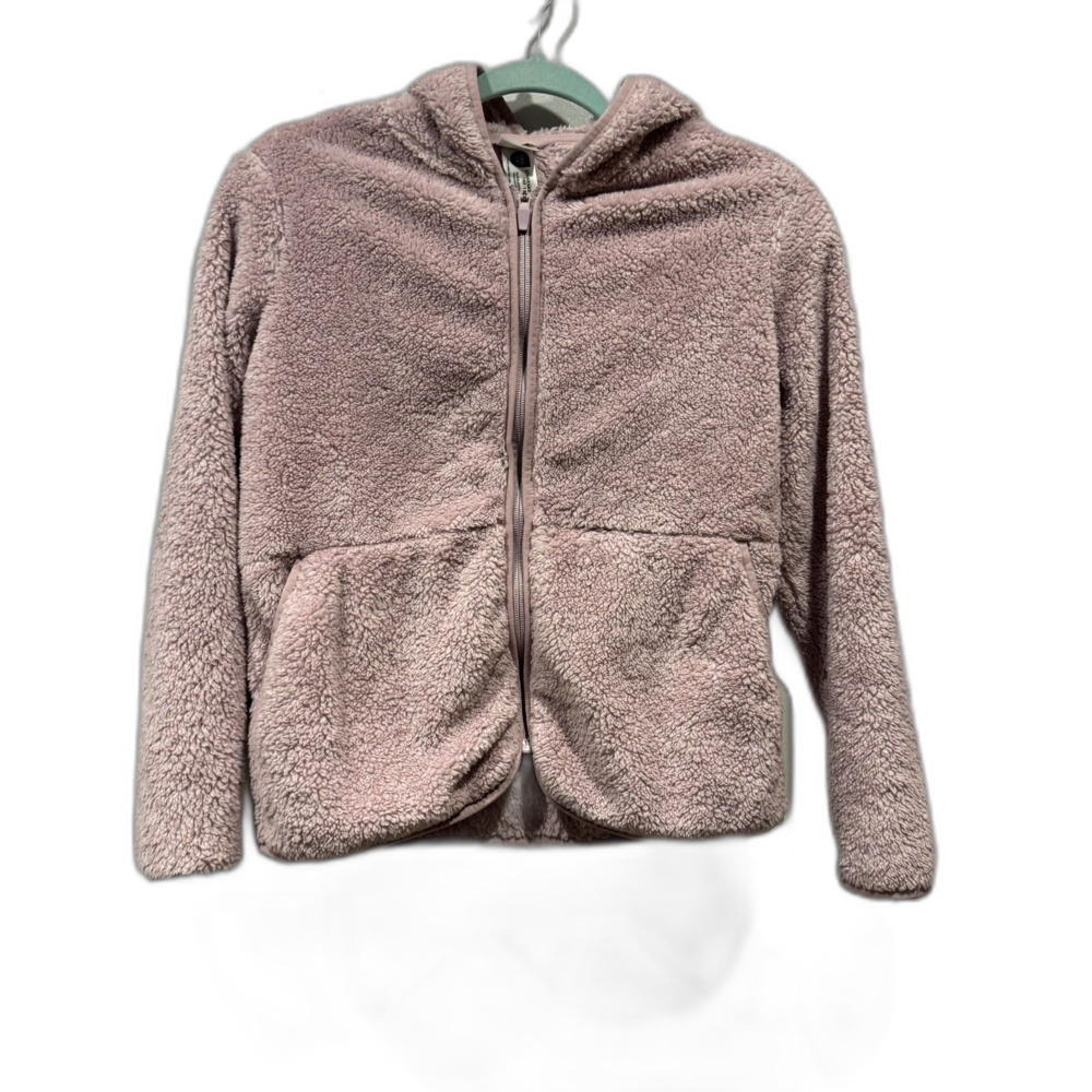 Hanna Andersson Sherpa Fleece Hoodie Jacket Pink Full Zip Girls sz 12 150cm Cozy